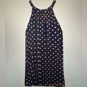 Colette - Agather Printed Halter Knit Tank Top. Polka Dot, Hearts. Size XL. Navy